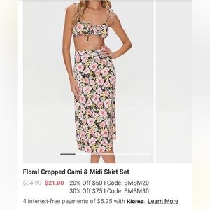 Forever 21 crop top and skirt set *NOTE: XS tag but fits like S*